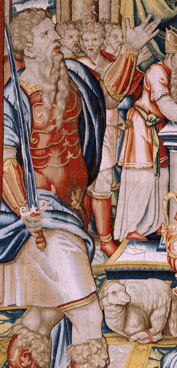 flamländsk gobeläng. Serien Hannibals historia. Hannibals ed (Juramento de Aníbal). Första gobelängen i serien. Tecknad film anonym mästare i Nederländerna. Tillverka Bryssels verkstäder. Ca 1570. Tyg Ull och siden, 6,5/7 varp per cm. Storlek 34 av Unbekannt