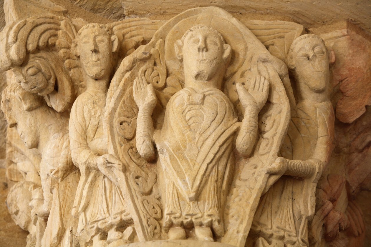 Fleury klosterbasilika - verandahuvudstad som visar Saint Martin Saint Benoit sur Loire Frankrike av Unbekannt