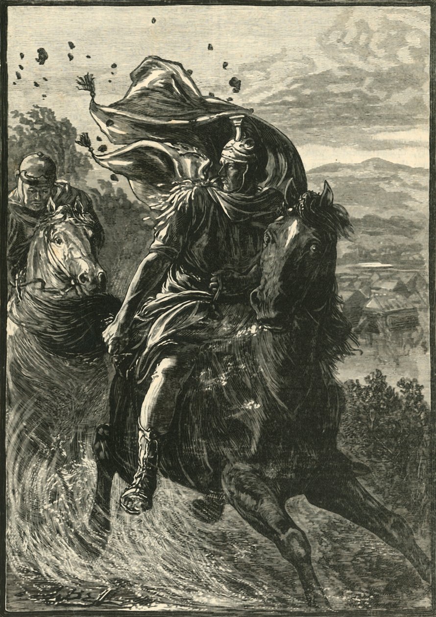 Pompejus flyg från stridsfältet i Pharsalia, 1890. av Unbekannt