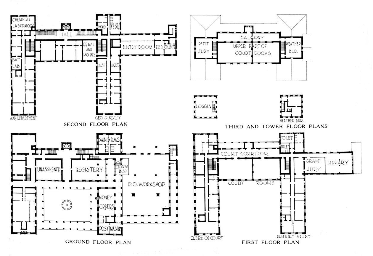Planritningar, Federal Building, Honolulu, Hawaii, 1924 av Unbekannt