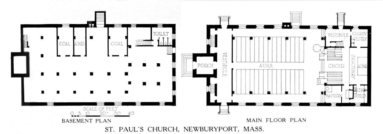 Planritningar, St Pauls Church, Newburyport, Massachusetts, 1924 av Unbekannt