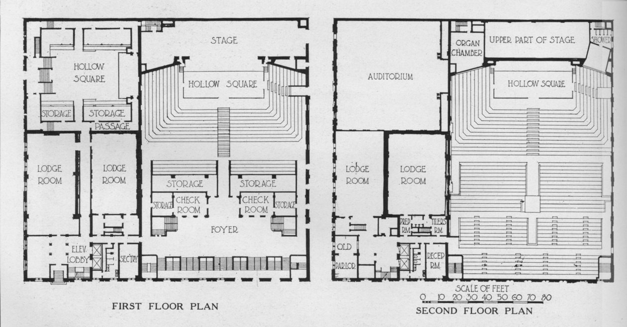 Planritningar, Frimurartemplet, Birmingham, Alabama, 1924 av Unbekannt