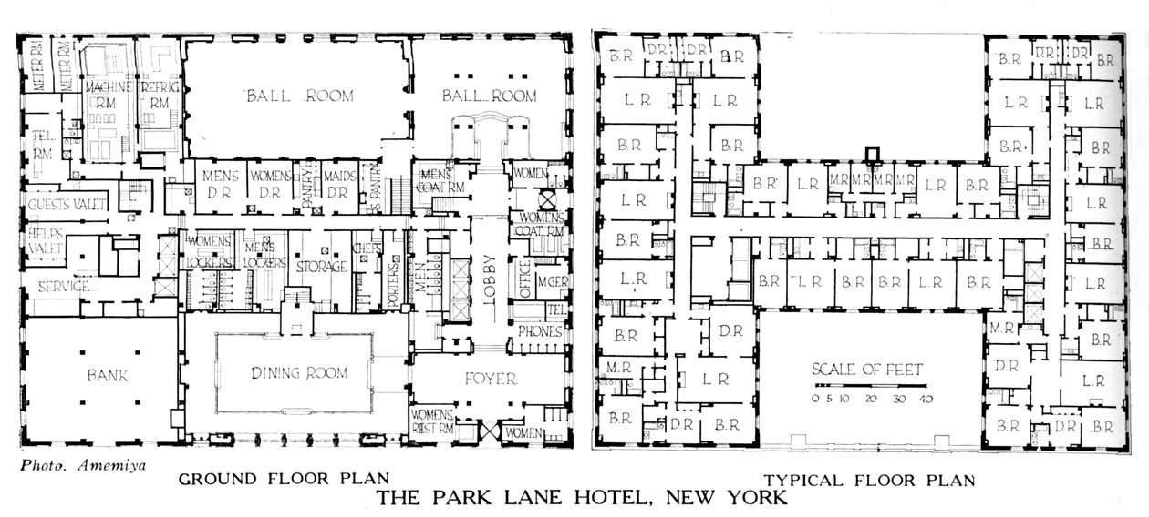 Planritningar, Park Lane Hotel, New York City, 1924 av Unbekannt