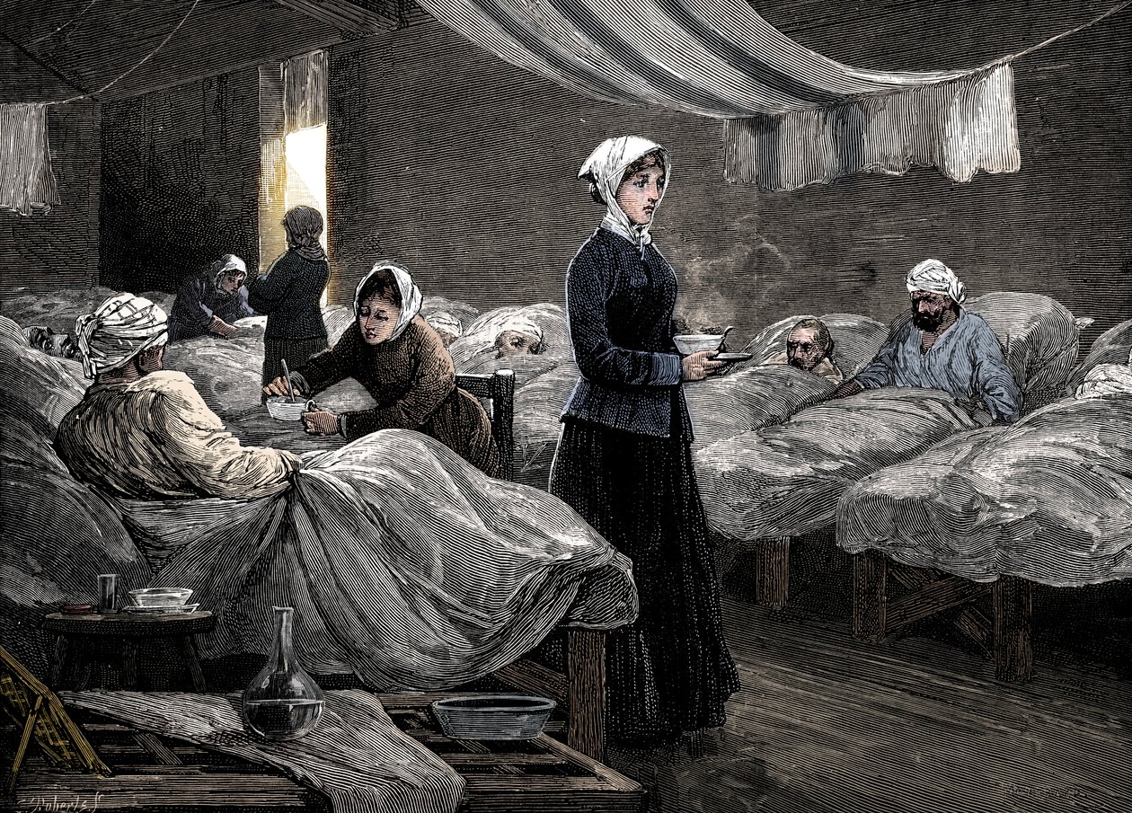 Florence Nightingale på baracksjukhuset i Scutari, c1880 av Unbekannt