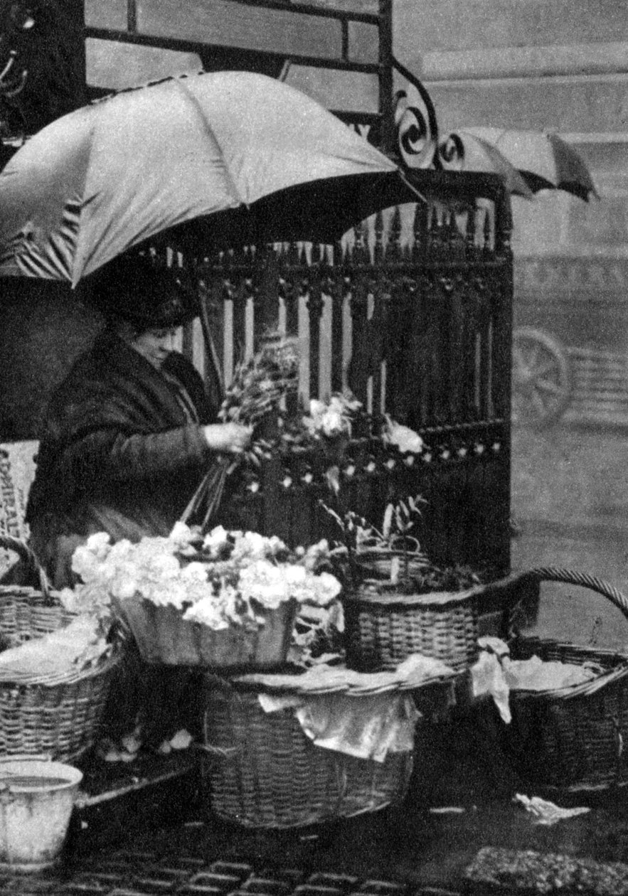 Blomsterförsäljare, Piccadilly Circus, London, 1926-1927 av Unbekannt