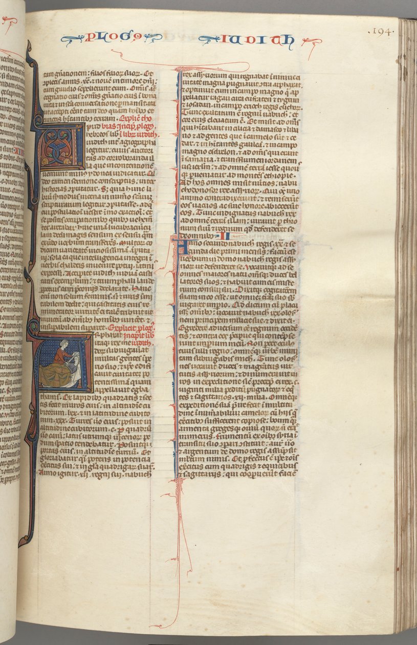 Fol. 194r, Judith, historisk initial A, Judith halshugger Holofernes, ca. 1275-1300. av Unbekannt