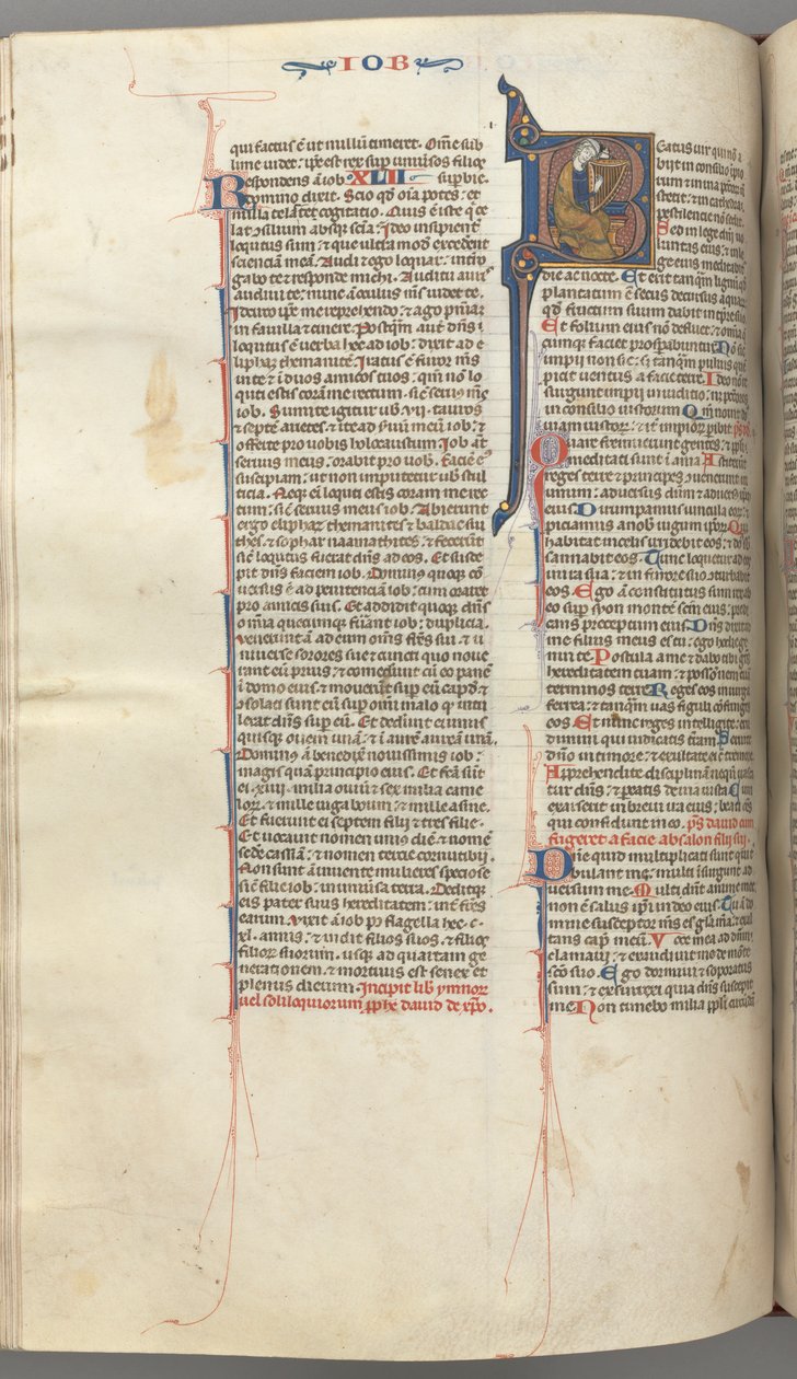 Fol. 214v, Psalm 1, historik initial 8, David harping, ca. 1275-1300. av Unbekannt