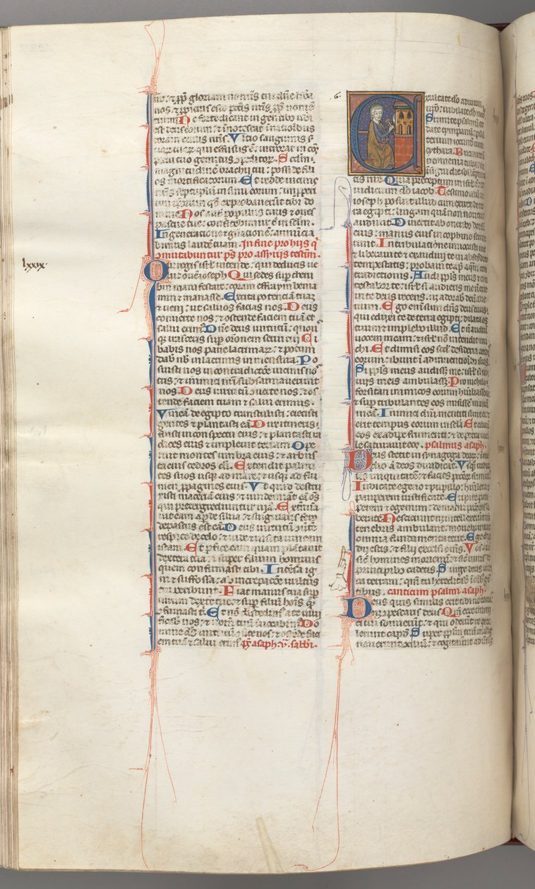 Fol. 227v, Psalm 80, historisk initial E, David slår ett klockspel av helveten, ca. 1275-1300. av Unbekannt