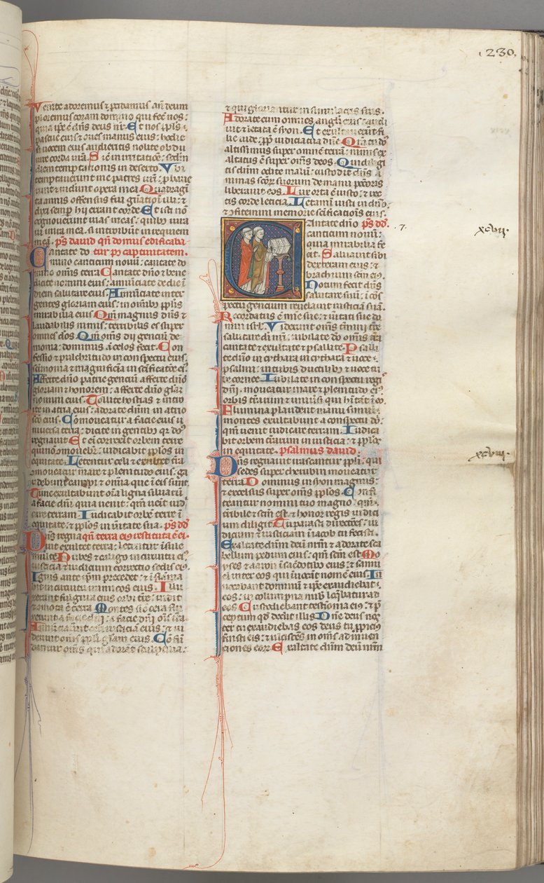 Fol. 230r, Psalm 97, historisk initial C, två präster som sjunger vid en talarstol. , c. 1275-1300. av Unbekannt