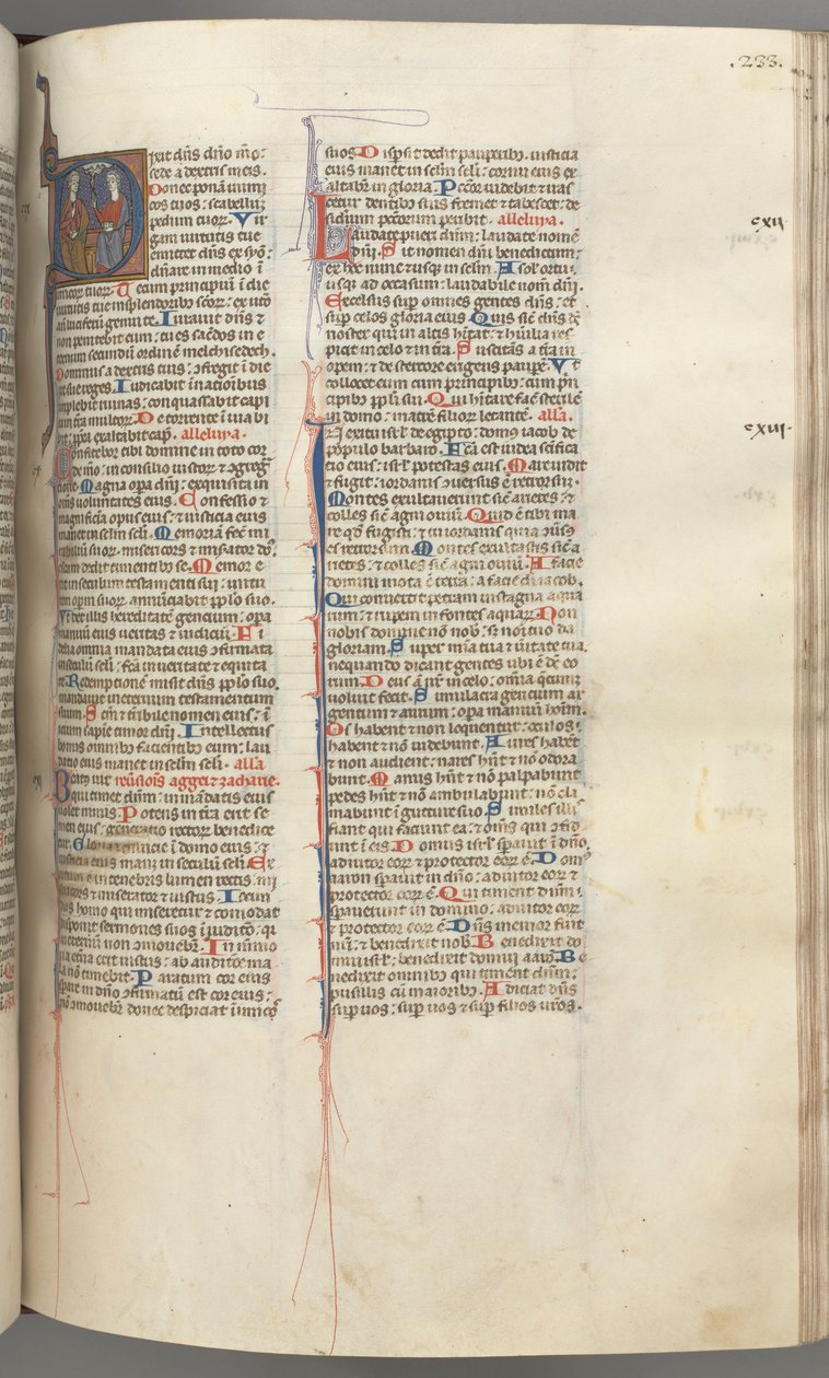 Fol. 233r, Psalm 109, historisk initial D, Gud Fadern och Sonen..., ca. 1275-1300. av Unbekannt