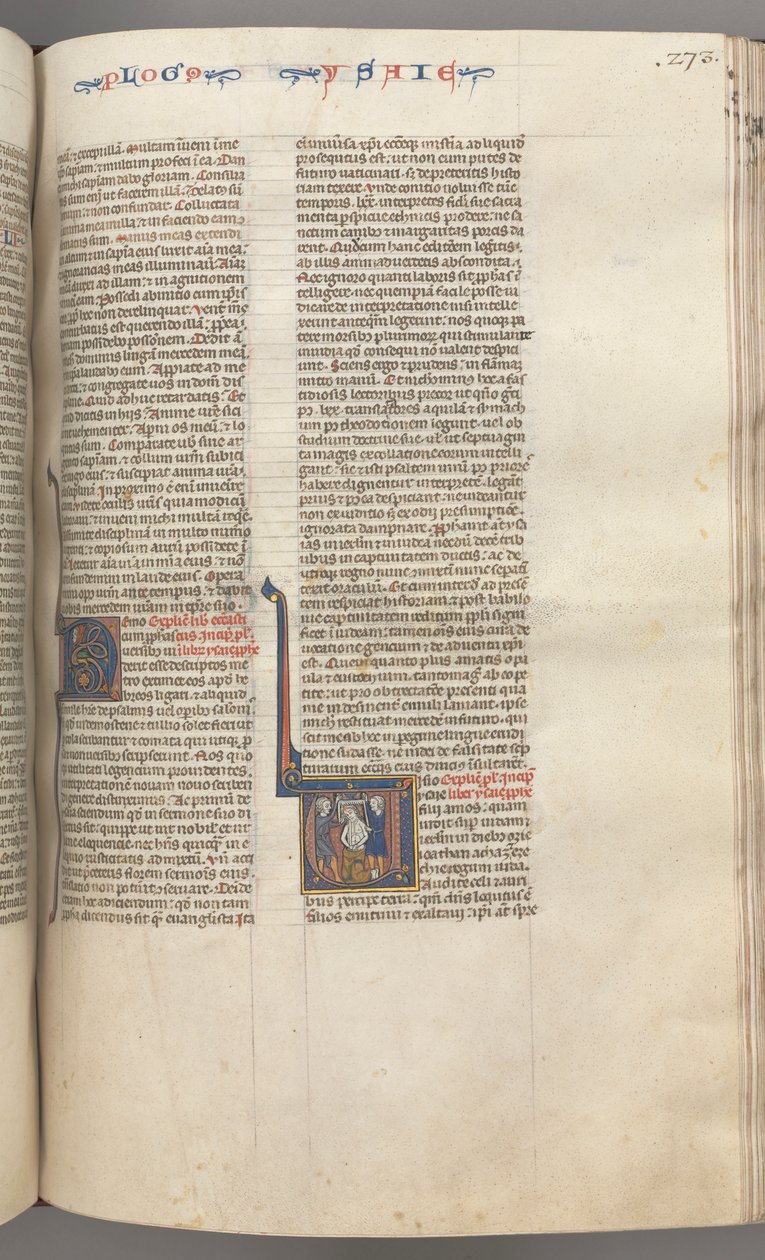 Fol. 273r, Jesaja, historisk initial V, Jesajas martyrskap, ca. 1275-1300. av Unbekannt