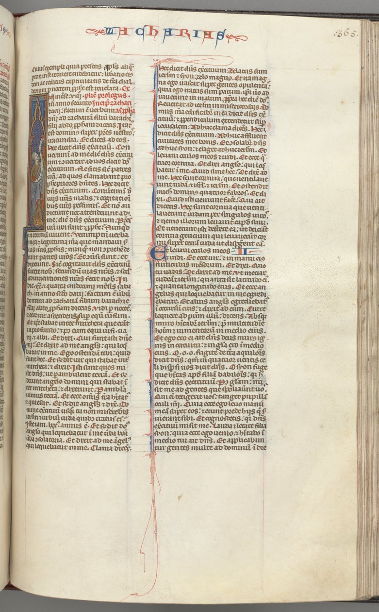 Fol. 365r, Zachariah, historisk initial I, Zachariah stående med en rulle, ca. 1275-1300. av Unbekannt