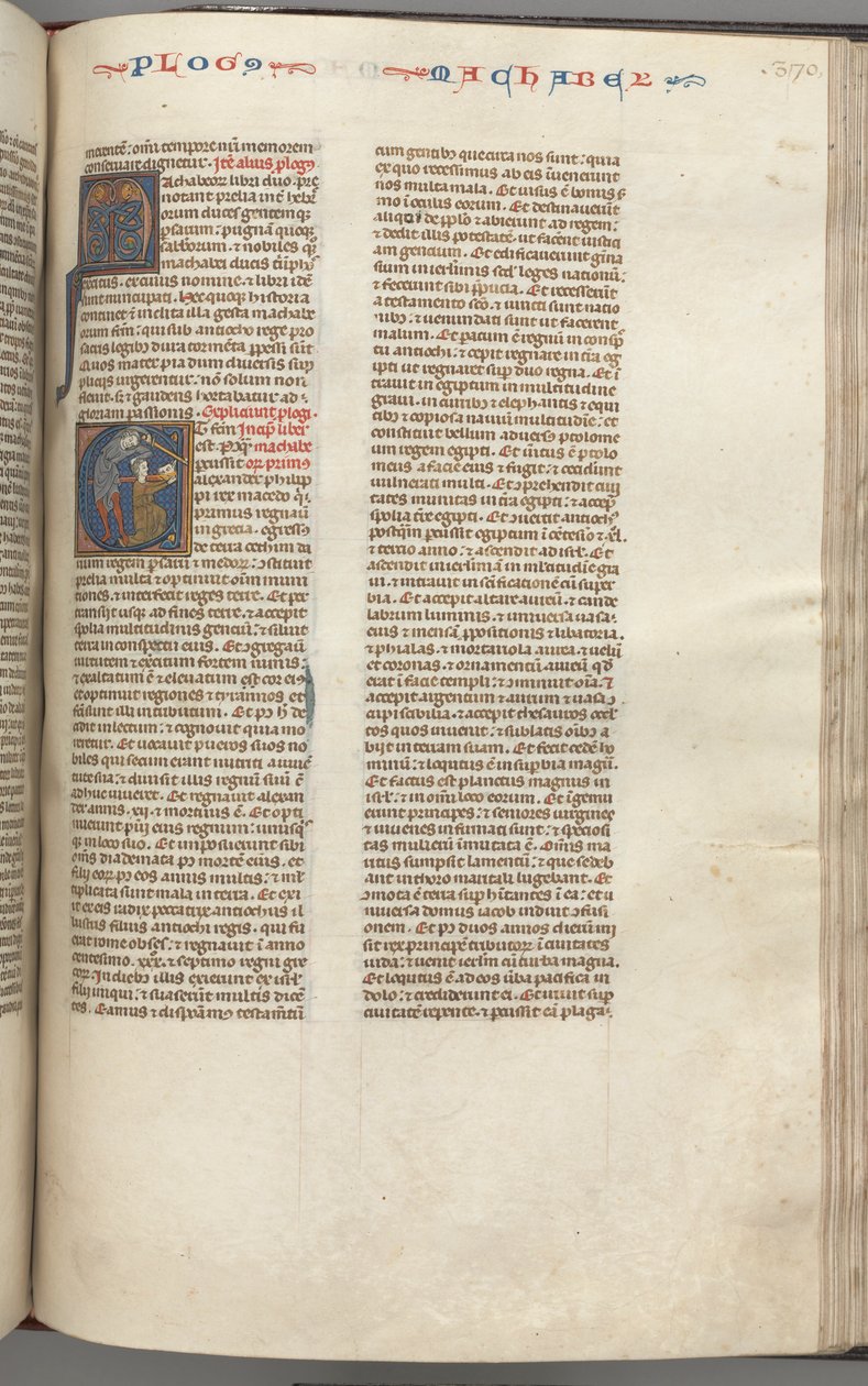 Fol. 370r, Maccabees I, historisk initial E, Mathathias dödar den avgudadyrkande juden, ca. 1275-1300. av Unbekannt