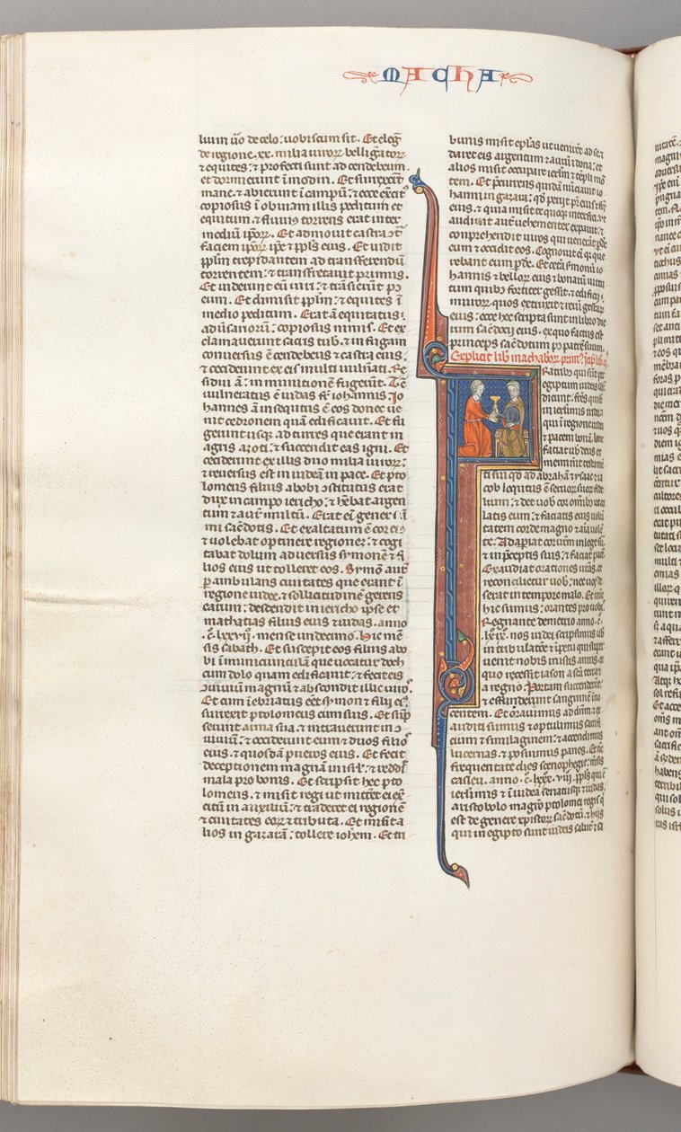 Fol. 382v, Maccabees II, historisk initial F, en gyllene kalk som presenterades för en jude, ca. 1275-1300. av Unbekannt