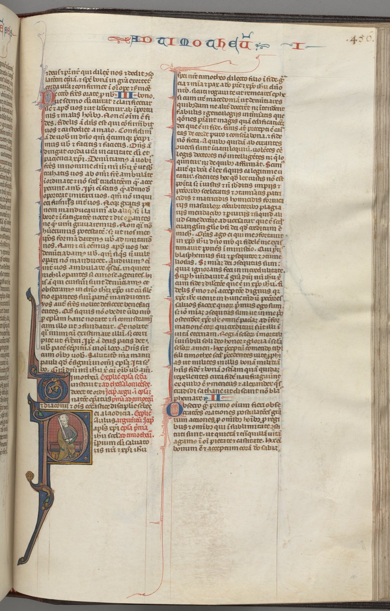 Fol. 456r, Timothy I, historiker initial P, Paul sittande, ca. 1275-1300. av Unbekannt