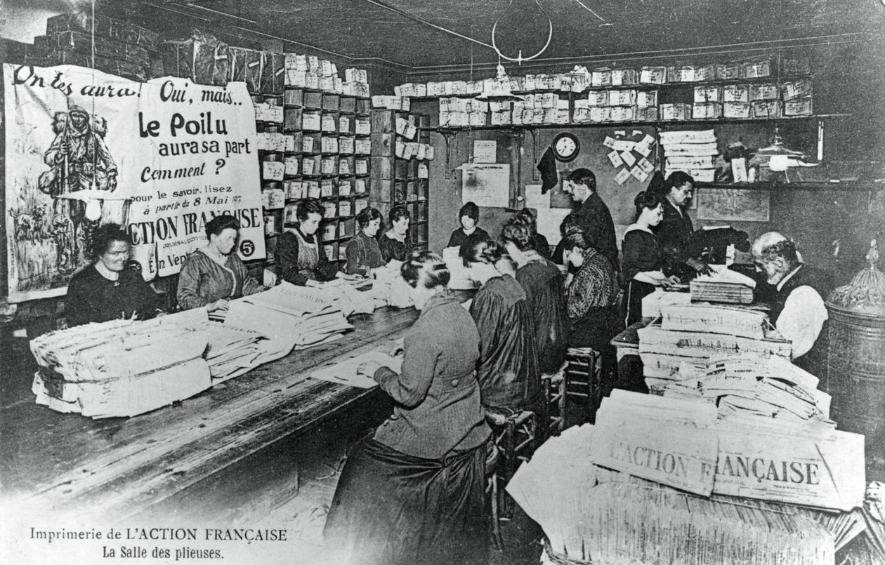 Vikmaskinrum, tryckeri av tidningen LAction Francaise, Paris, 1917 av Unbekannt