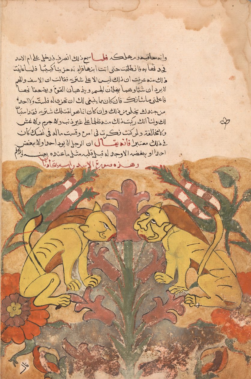 Folio från en Kalila wa Dimna, 1700-tal. av Unbekannt