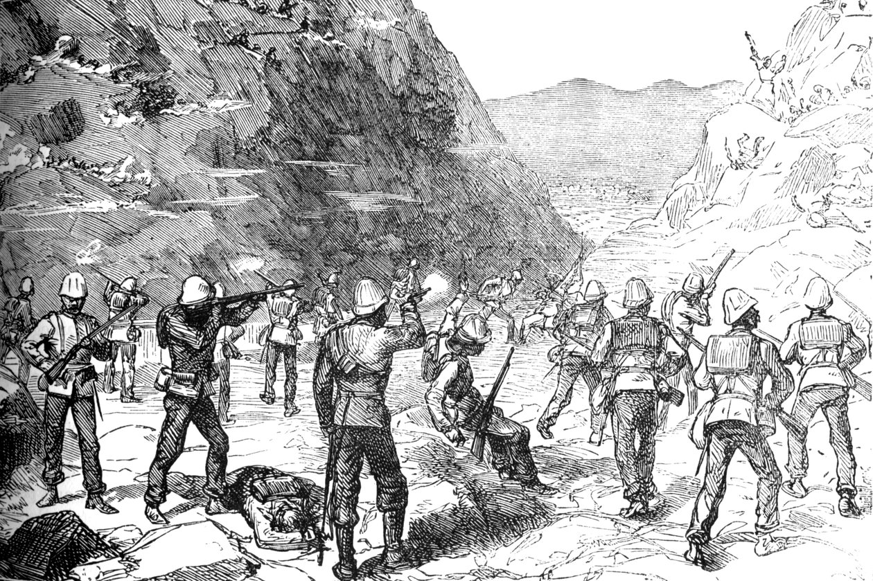 Foraging Party of the 67th Attacked by the afghans, 9 november 1879, c1880 av Unbekannt