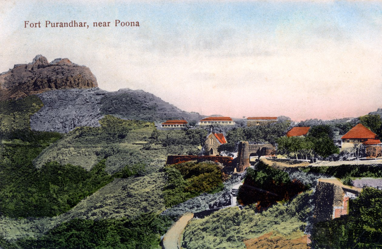 Fort Purandhar, nära Pune Poona, Indien, tidigt 1900-tal av Unbekannt