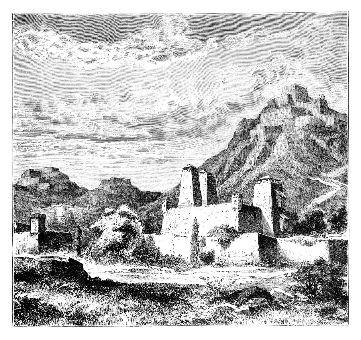 Befästa byar nära Lanzhou, Kina, 1895 av Unbekannt