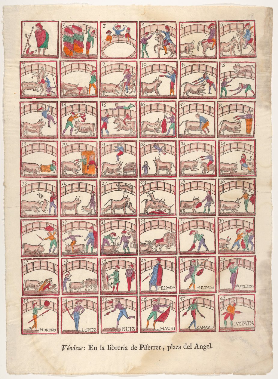 Fyrtioåtta vinjetter av tjurfäktningsmanövrar och scener från ringen, ca. 1800-1850. av Unbekannt
