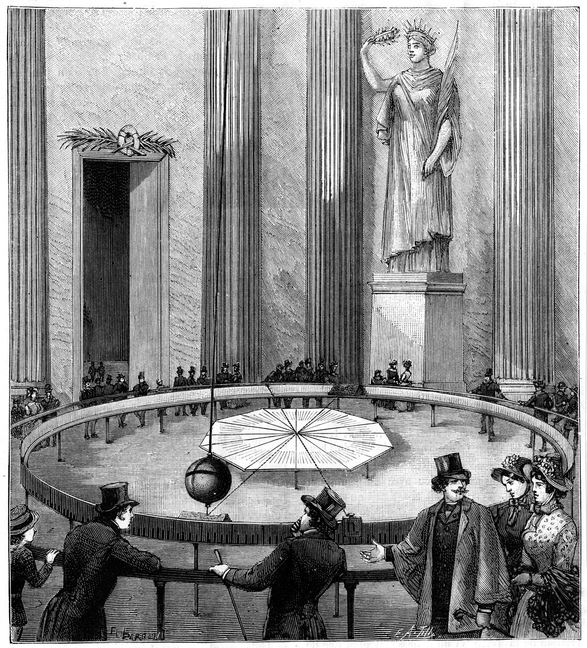 Foucault använder sin pendel för att demonstrera jordens rotation, Paris, 1851 1887 av Unbekannt