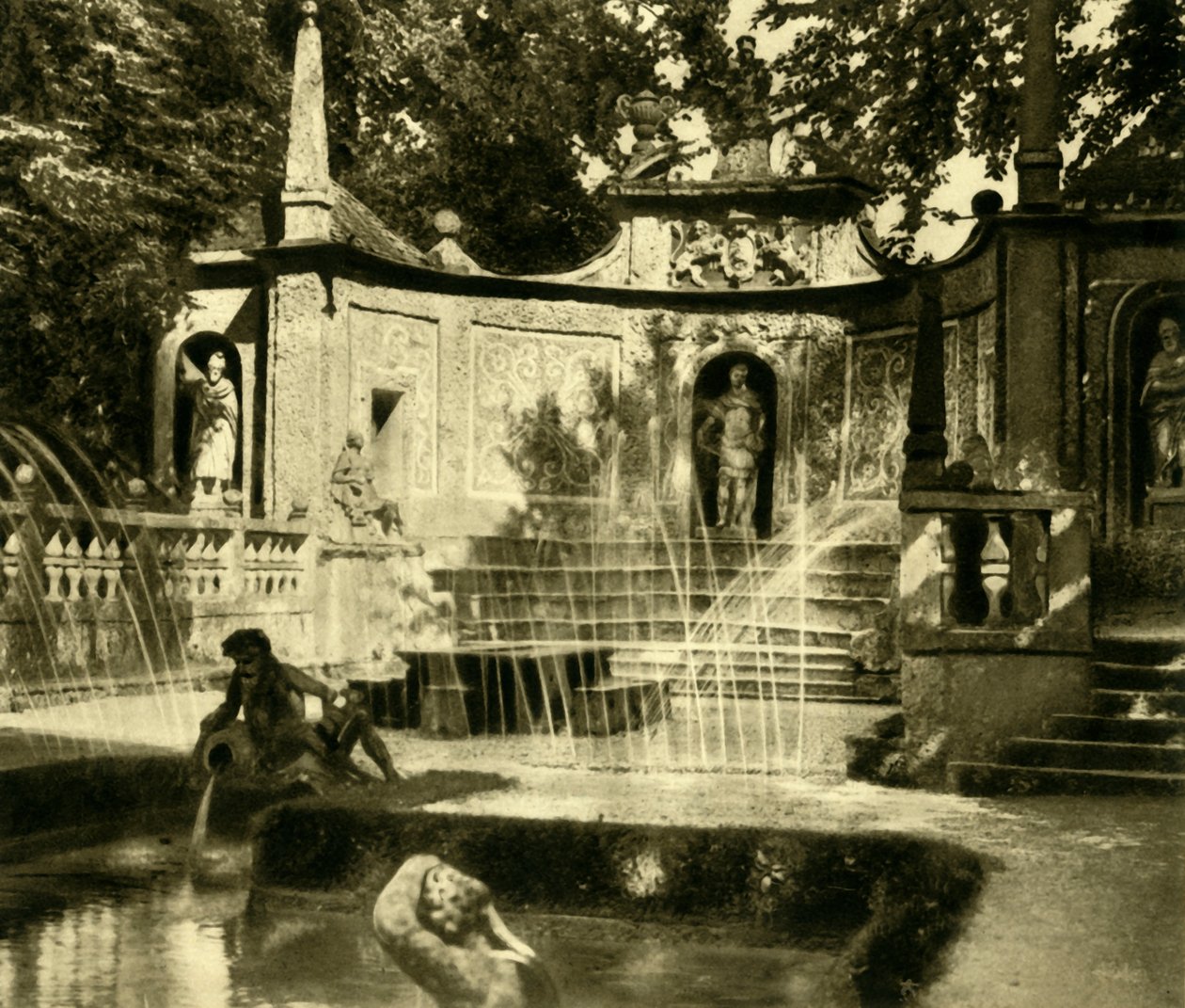 Fontäner, Hellbrunn Palace, Salzburg, Österrike, c1935. av Unbekannt