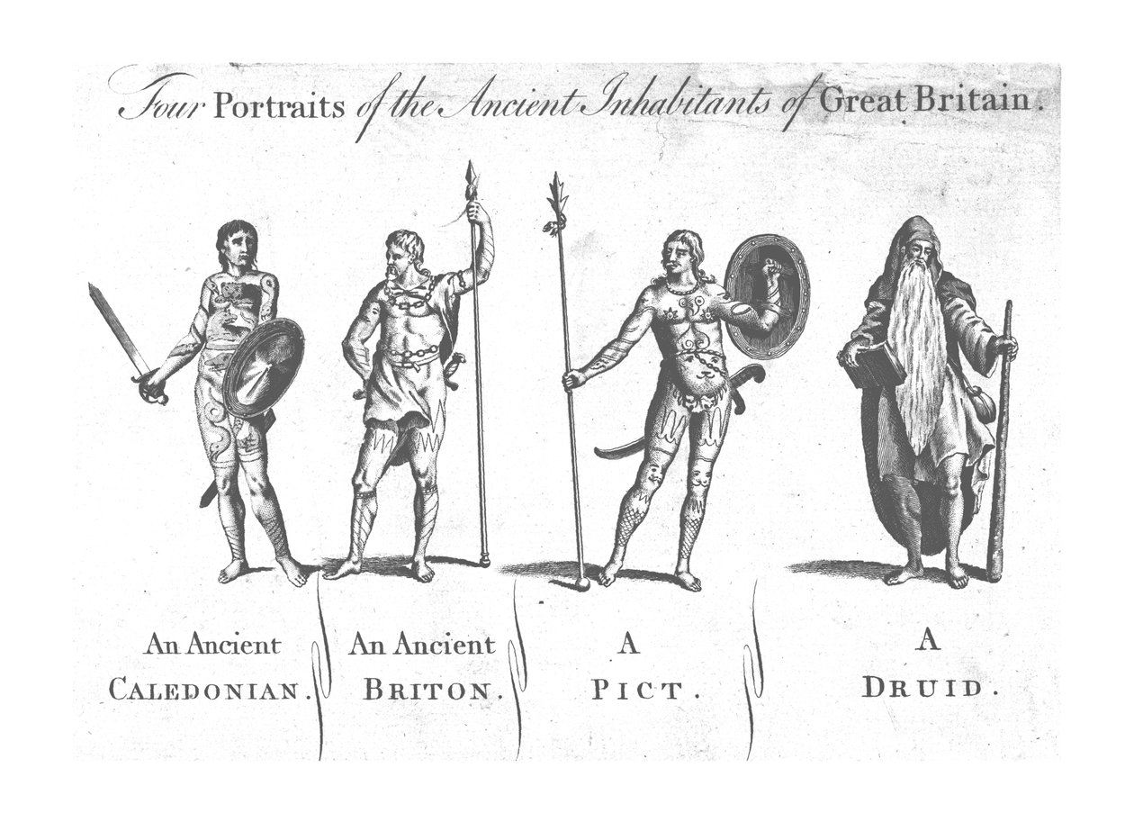 Fyra porträtt av de gamla invånarna i Storbritannien, c1780. av Unbekannt