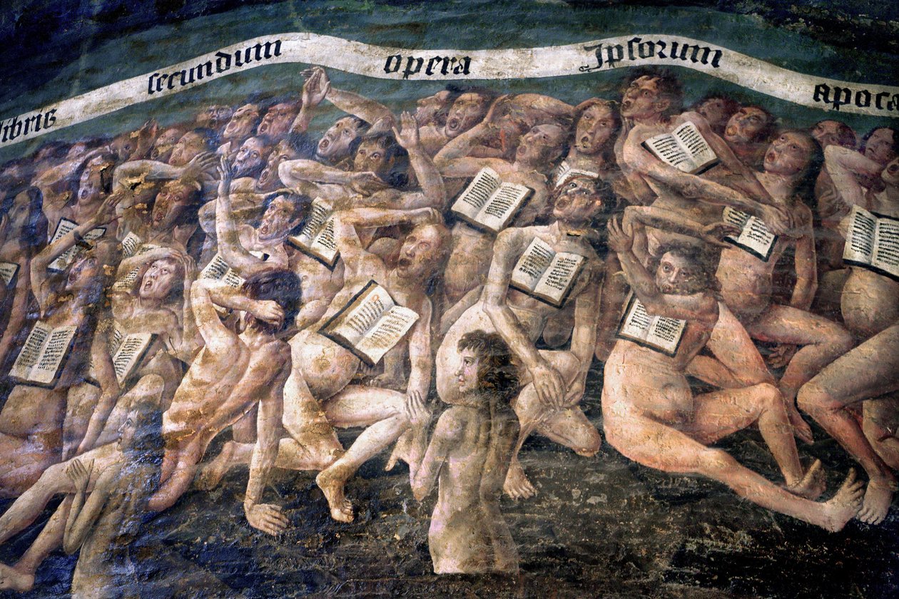 Frankrike, Tarn, Albi, Cathedrale Sainte-Cecile, fresk av den sista domen, - (1474-slutet av 1400-talet), nedstigningen till underjorden, detalj av Unbekannt