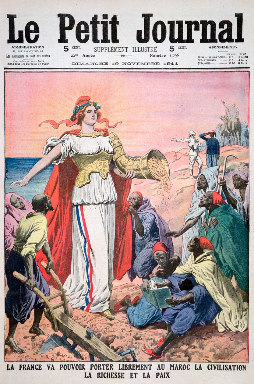 Frankrike tillhandahåller civilisation, rikedom och fred till Marocko, 19 november 1911 av Unbekannt