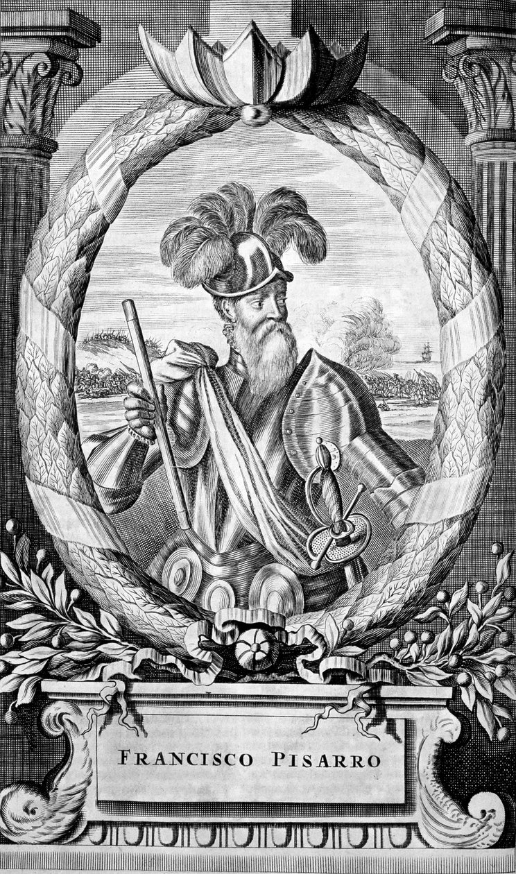 Francisco Pizarro, spansk conquistador från 1400-talet, 1671 av Unbekannt