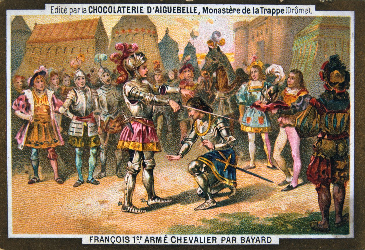 Francois I skapar riddare i Bayard, 1515, c1800-talet av Unbekannt