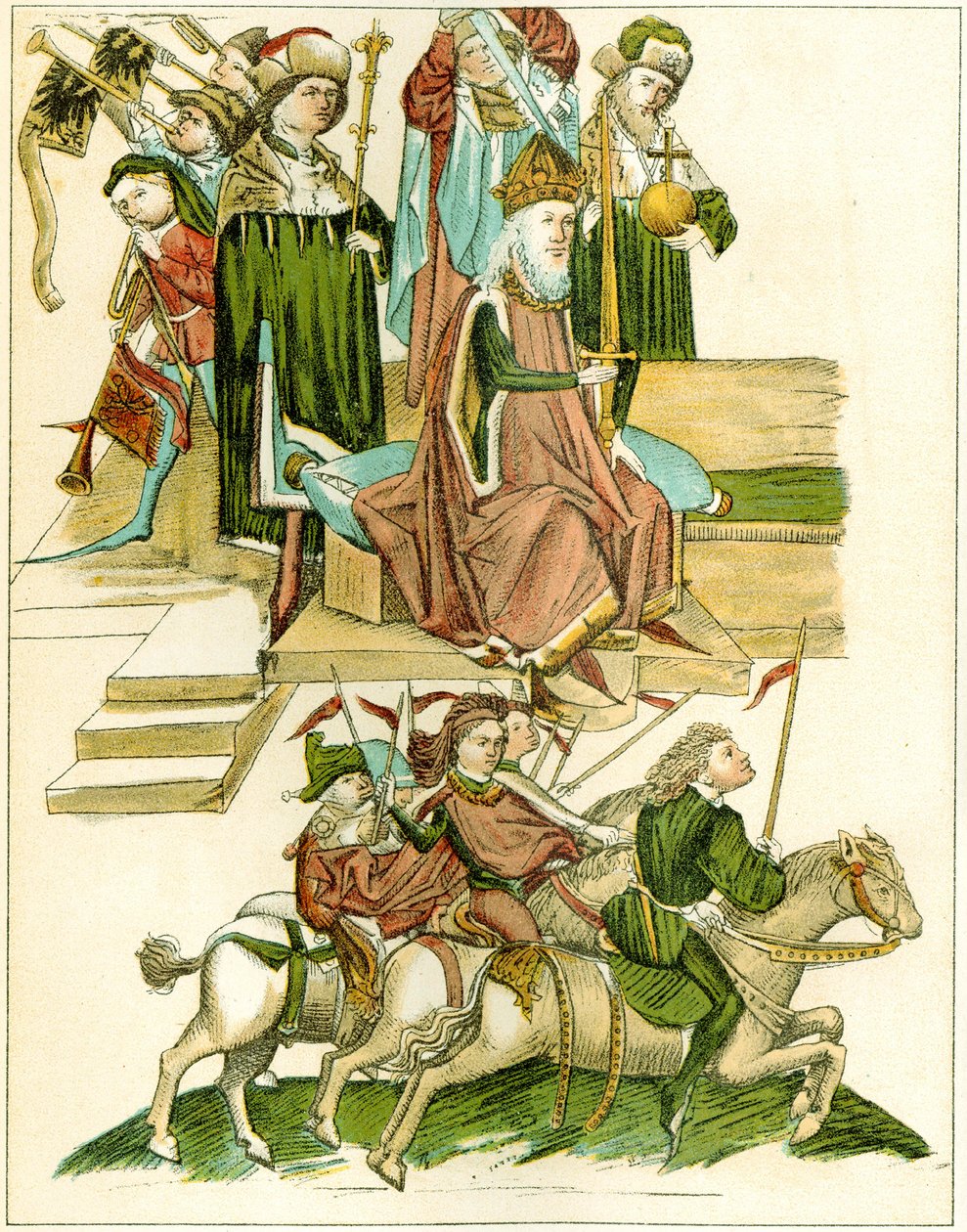 Fredrik I får Brandenburg kopia av en illustration från Richentals illustrerade krönika, ca. 1440 av Unbekannt