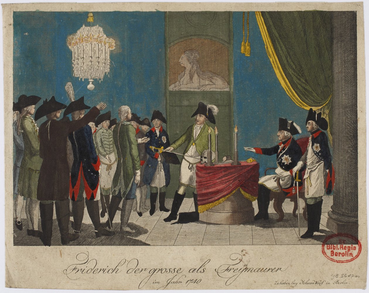 Fredrik den store som frimurare 1740 av Unbekannt