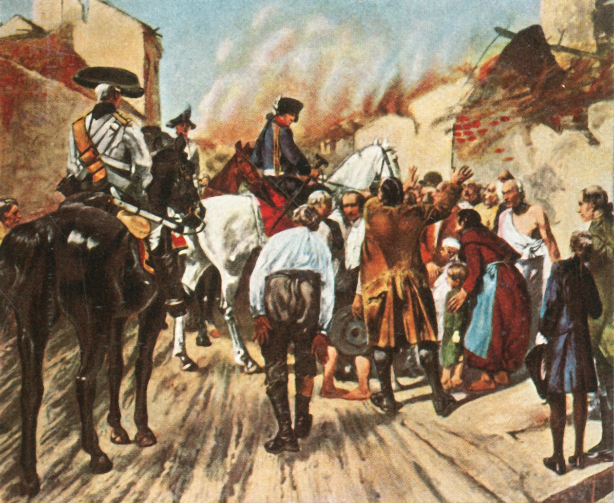Fredrik den store i ruinerna av Küstrin före slaget vid Zorndorf, 25 augusti 1758, 1936. av Unbekannt
