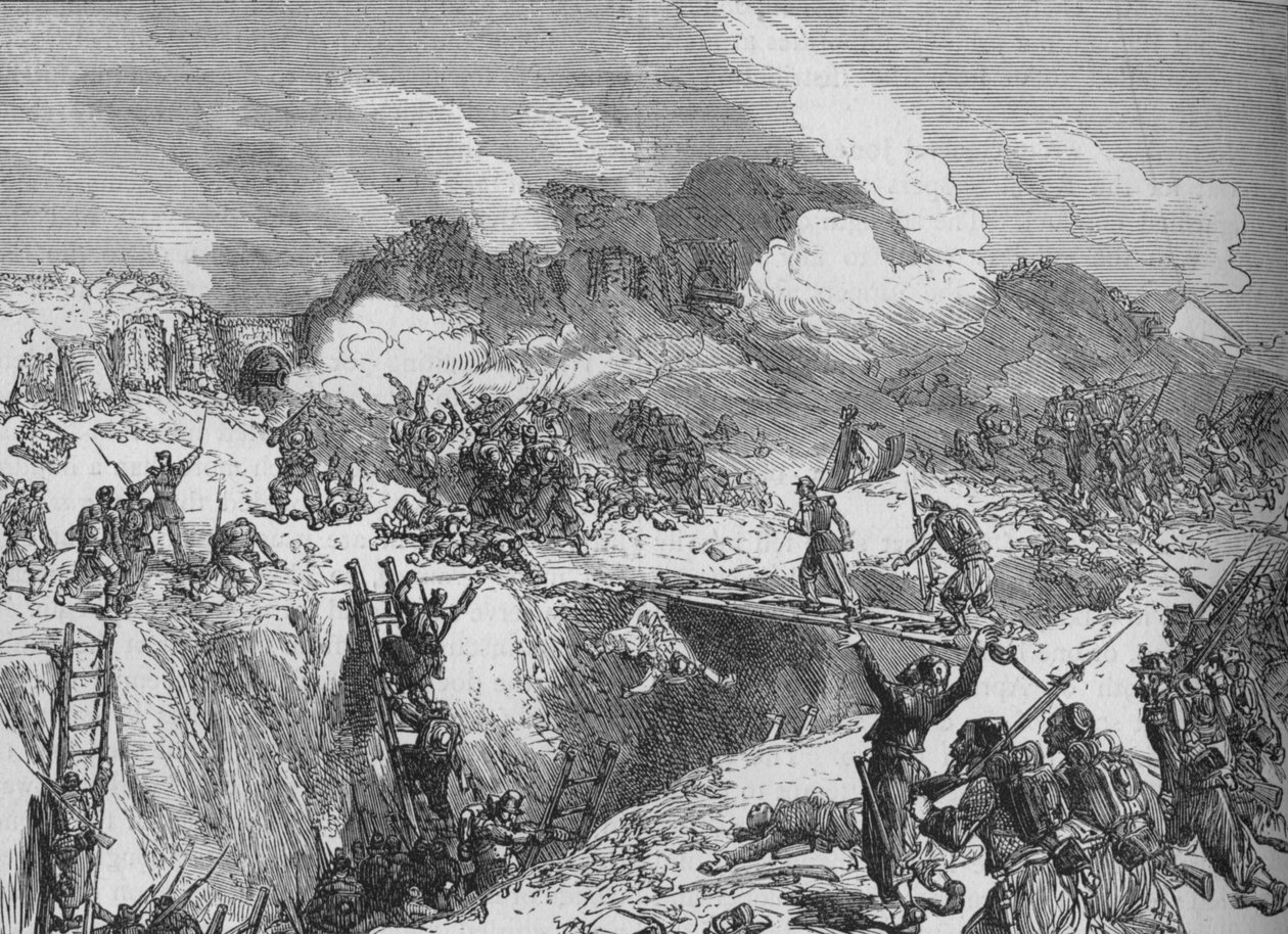 Franska attacken mot Malakhoff, c1880 av Unbekannt