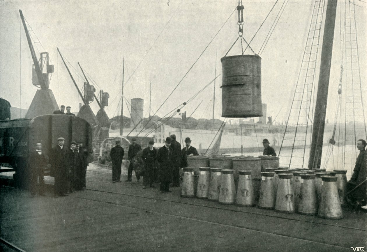 Fransk mjölk landades i Southampton, 1902. av Unbekannt