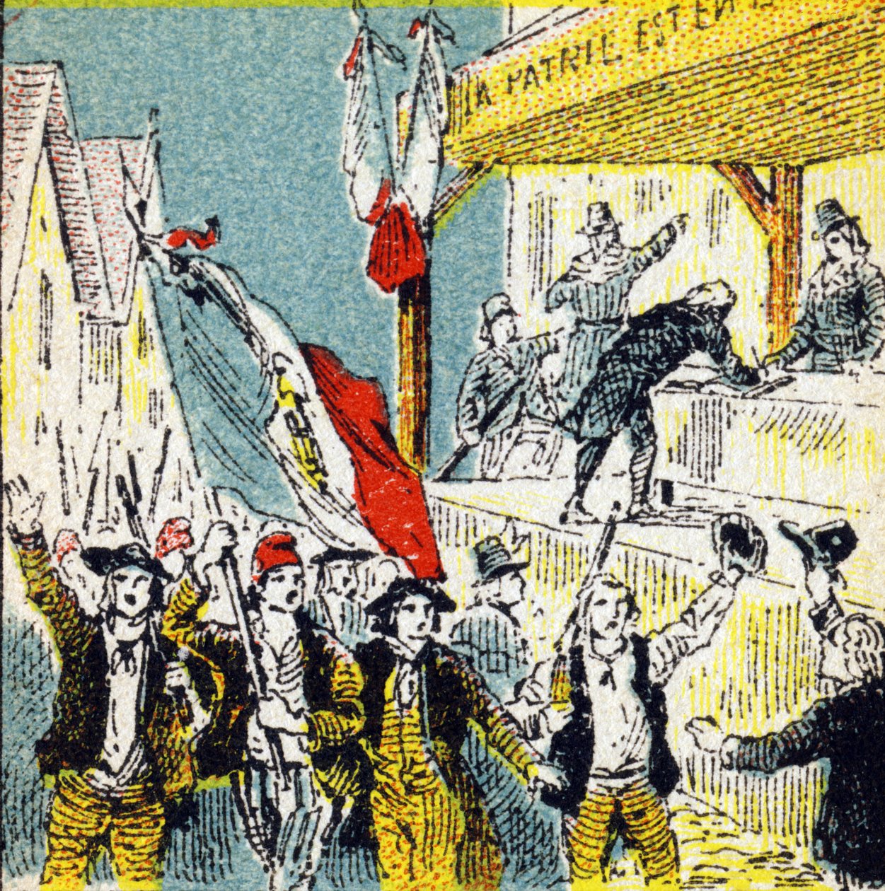 Franska revolutionen: revolutionärernas frivilliga sammanslutningar. Gravyr i "Histoire de France". Serie reklambilder publicerade på uppdrag av Louit, 24 rue d