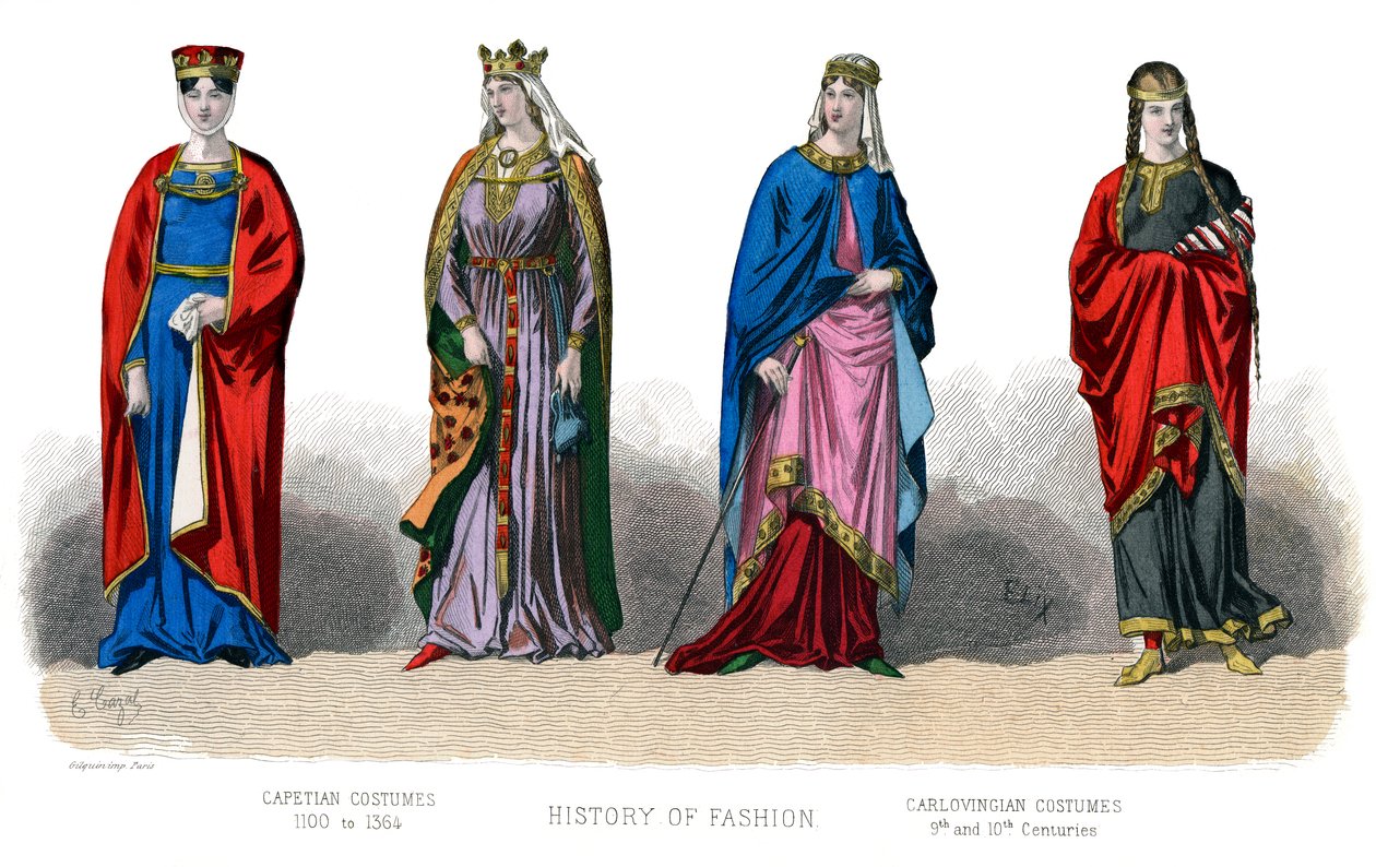 Fransk kostym: Capetian, Carlovingian, 1882 av Unbekannt