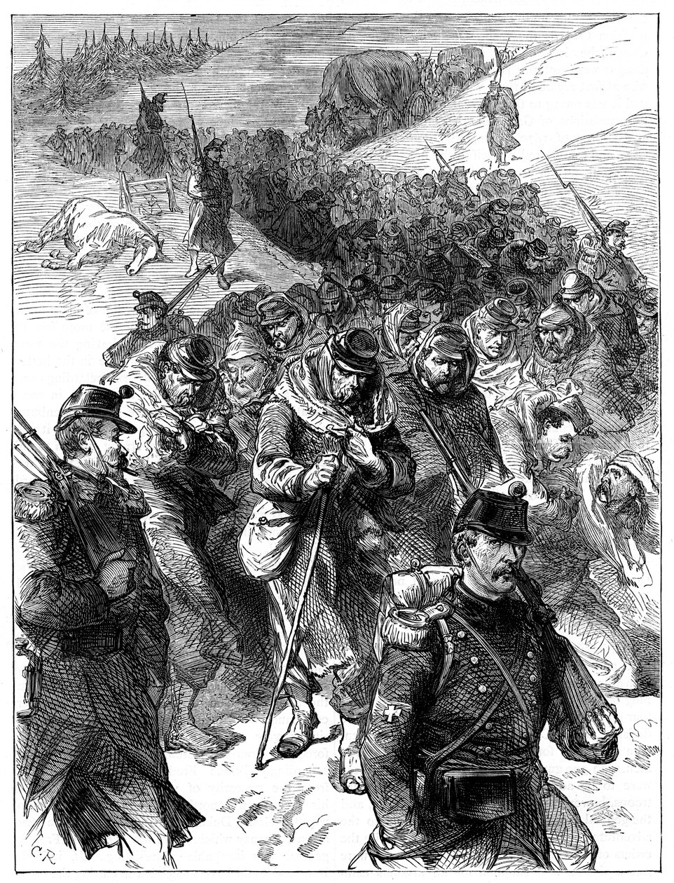 Fransk reträtt till Schweiz, 30 januari-1 februari 1871 c1880 av Unbekannt