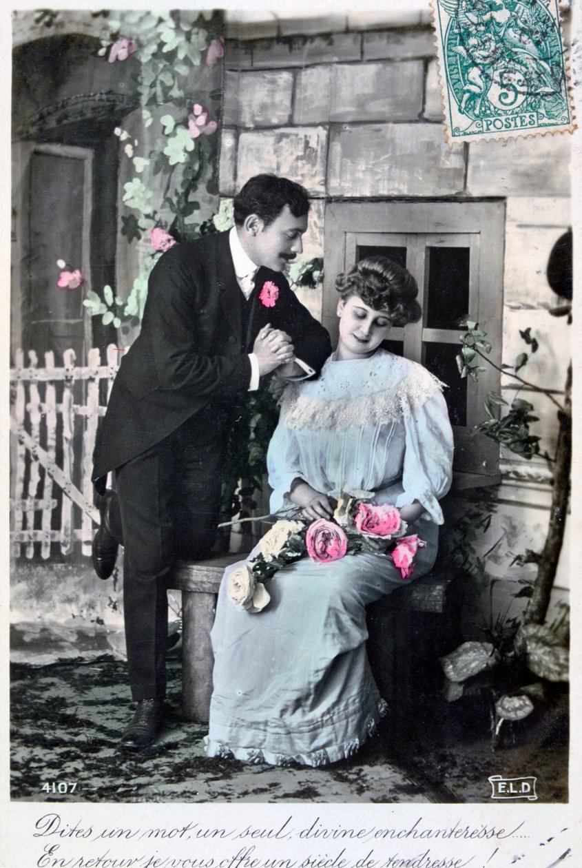 Franskt romantiskt vykort, c1900 av Unbekannt