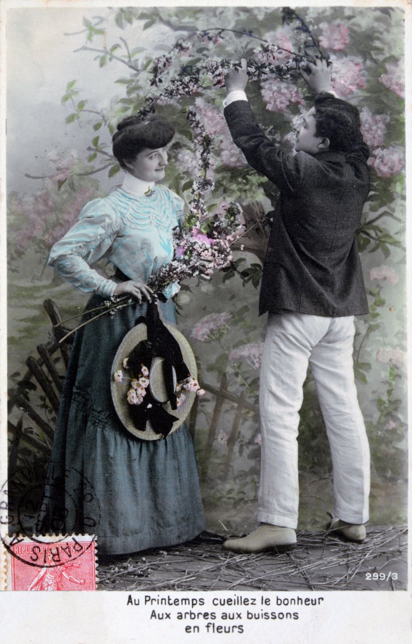Franskt romantiskt vykort, c1900 av Unbekannt