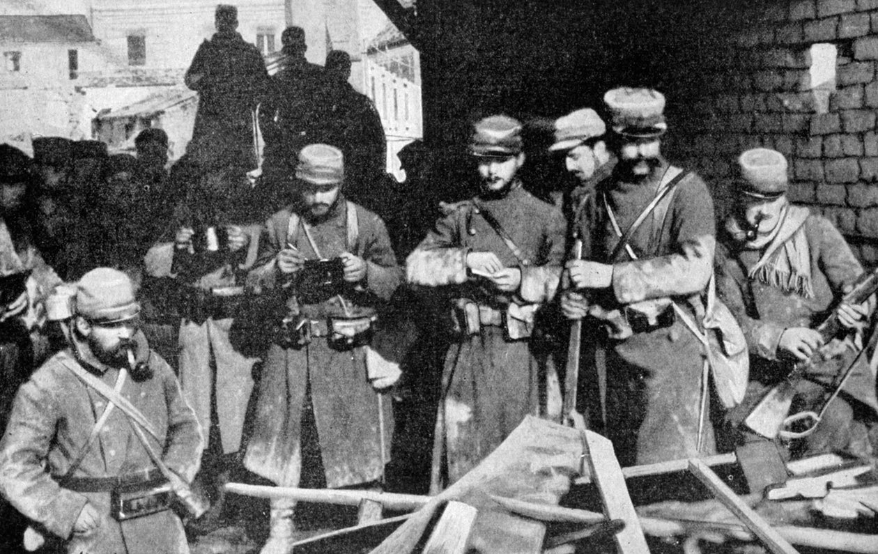 Franska soldater i vila i Champagne, Frankrike, första världskriget, 1915 av Unbekannt
