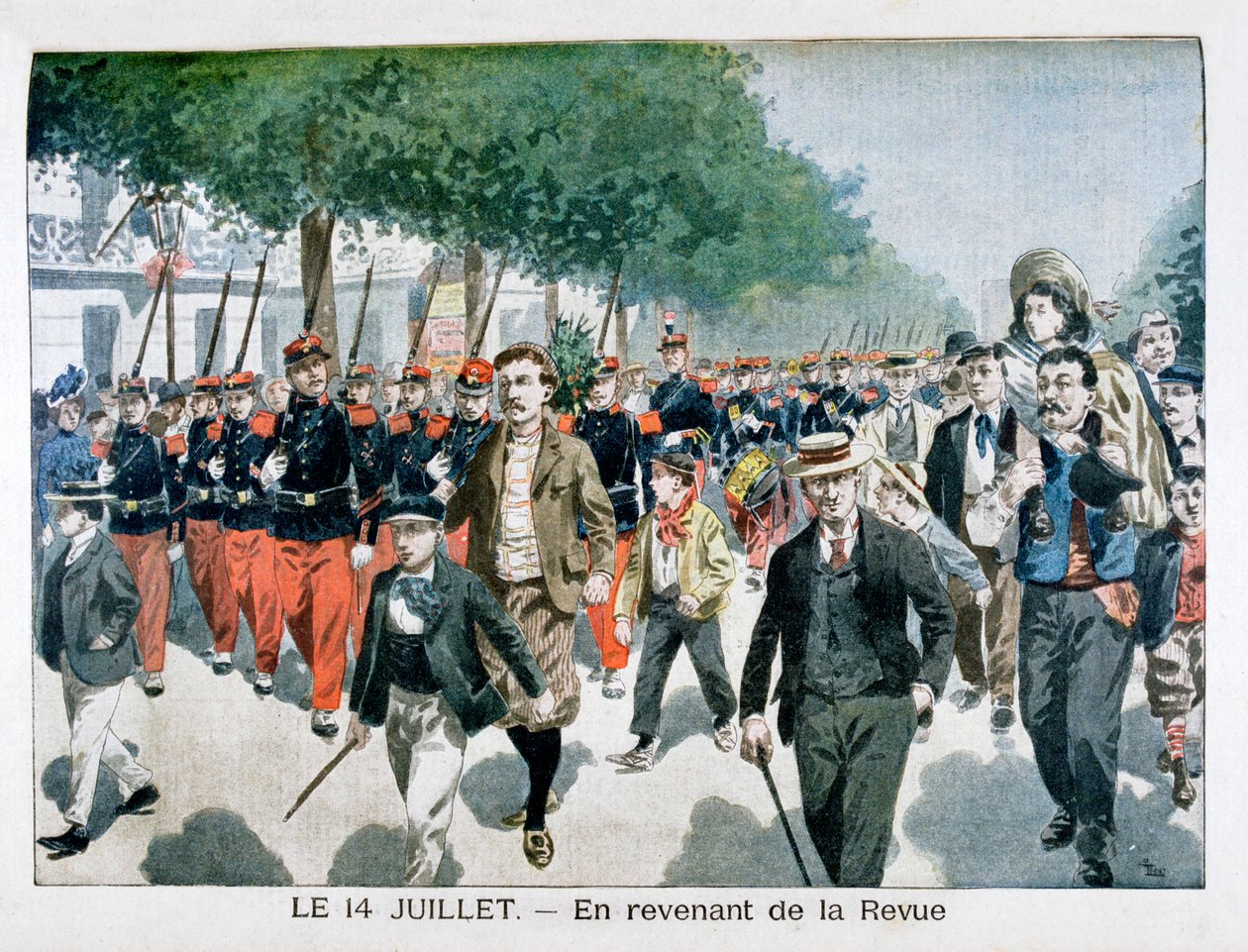 Franska soldater som återvände från granskningen den 14 juli 1901 av Unbekannt