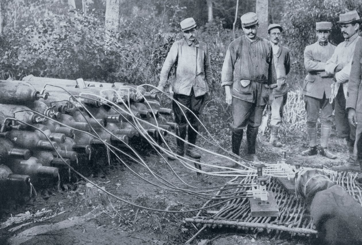 Franska soldater med gasflaskor, första världskriget, 1915 av Unbekannt