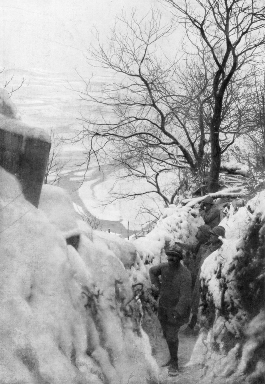 Franska skyttegravar vid floden Piave, italienska fronten, december 1917 av Unbekannt