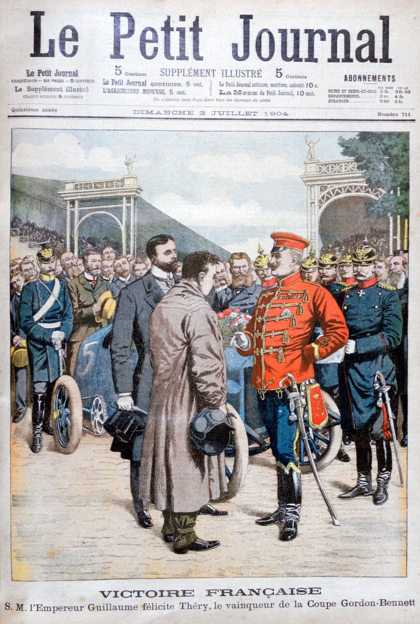 Fransmannen Leon Thery, vinnare av Gordon Bennett Cup i bilracing, 1904 av Unbekannt