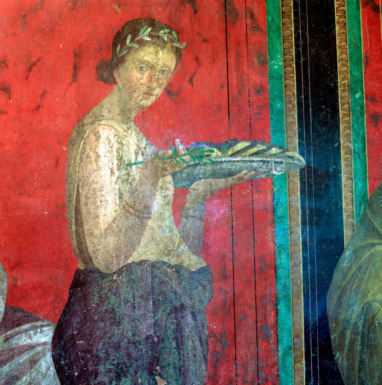 Fresco Detail, Initiate Offering, 1:a århundradet f.Kr av Unbekannt