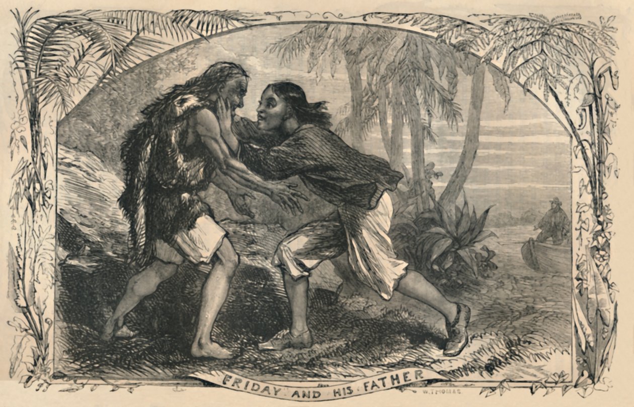 Fredag och hans far, c1870 av Unbekannt