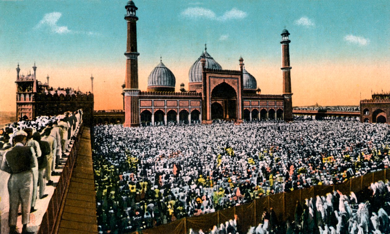 Fredagsböner, Jama Masjid, Delhi, Indien, tidigt 1900-tal av Unbekannt